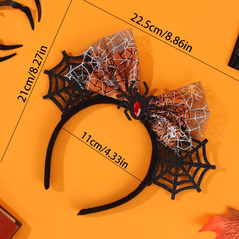 Spider Web Halloween Decoration - 할로윈 스파이더 웹 보우 헤어밴드 튤