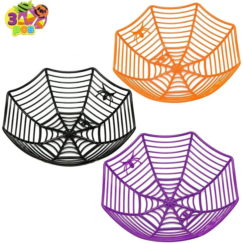 Spider Web Halloween Decoration - 할로윈 사탕 그릇 1/3개 세트, 거미줄