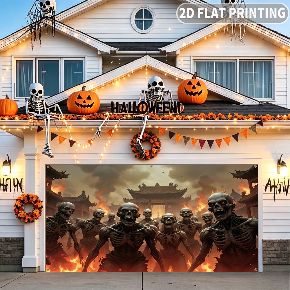 Halloween Skeleton Decoration - 2D 평면 할로윈 파티 차고 배너