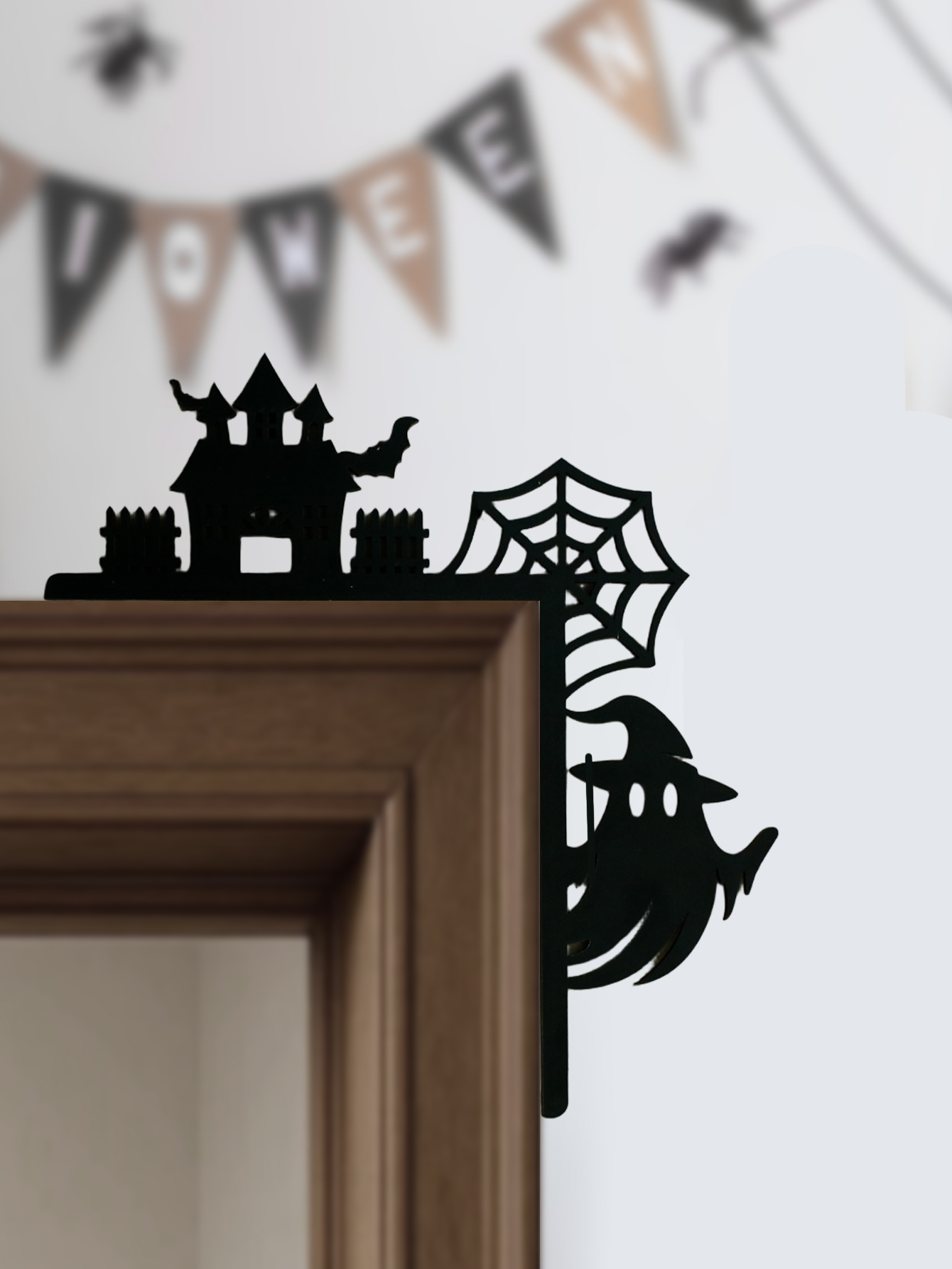 나무로 만든 할로윈 문 모서리 장식, 고딕 유령의 집, - Spider Web Halloween Decoration 리뷰 및 가격