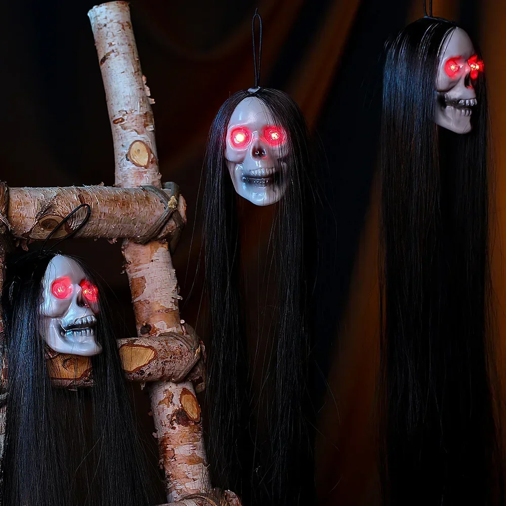 긴 머리 빛나는 눈과 할로윈 장식용 유령 해골, 공포  - Halloween Skeleton Decoration 리뷰 및 가격