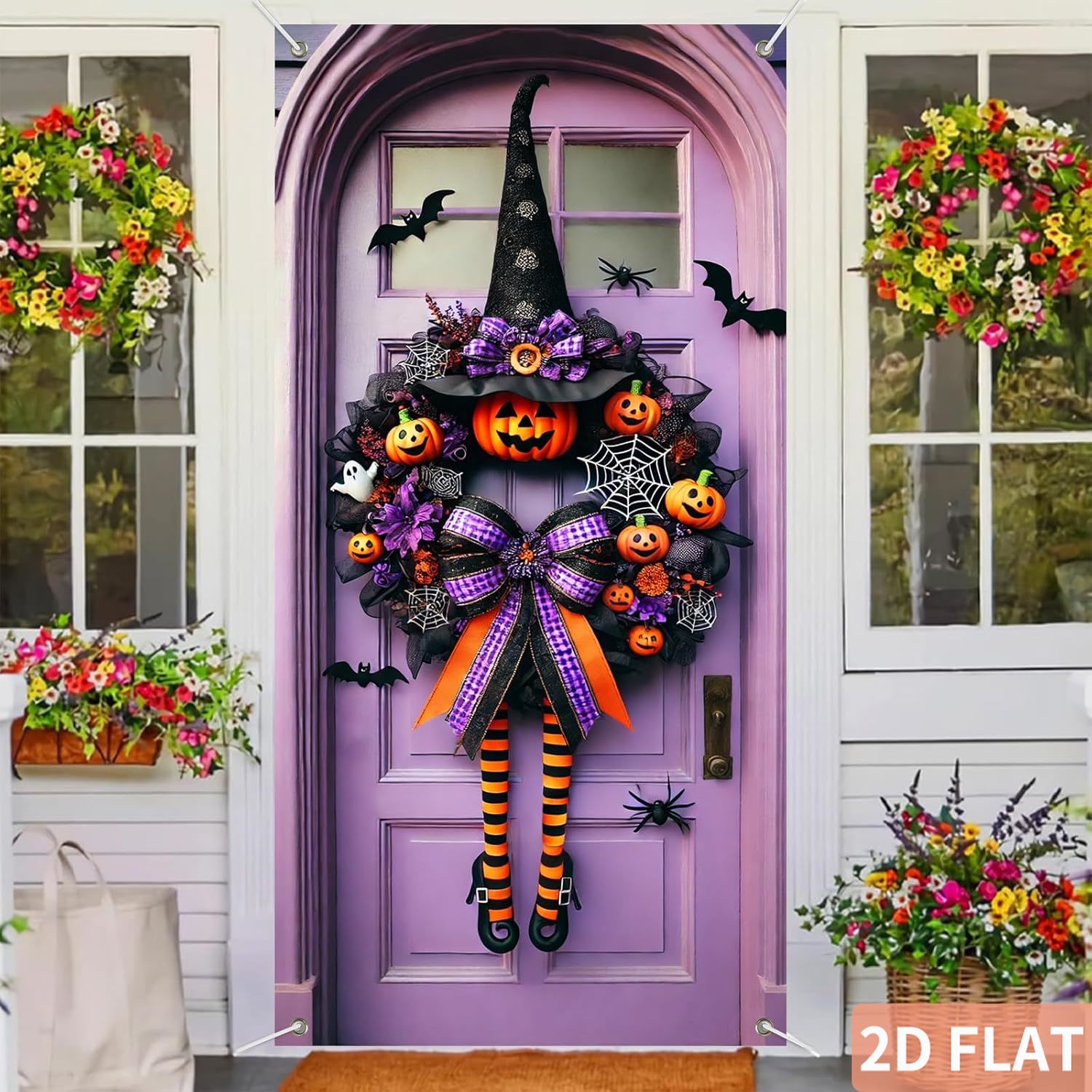 할로윈 마녀 장식 리스, 문에 걸 수 있는 배너, 문  - Spider Web Halloween Decoration 리뷰 및 가격