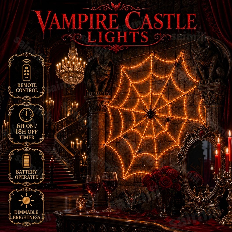 할로윈 거미줄 모양 LED 스트링 조명, 오렌지색 조명 - Halloween Led String Lights Orange 리뷰 및 가격