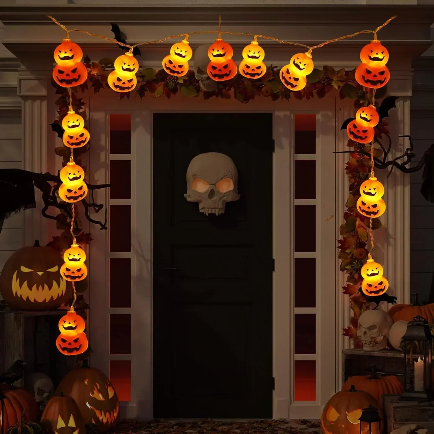 잭 오 랜턴 모양의 전구 스트링 조명, 건전지로 작동하 - Halloween Led String Lights Orange 리뷰 및 가격