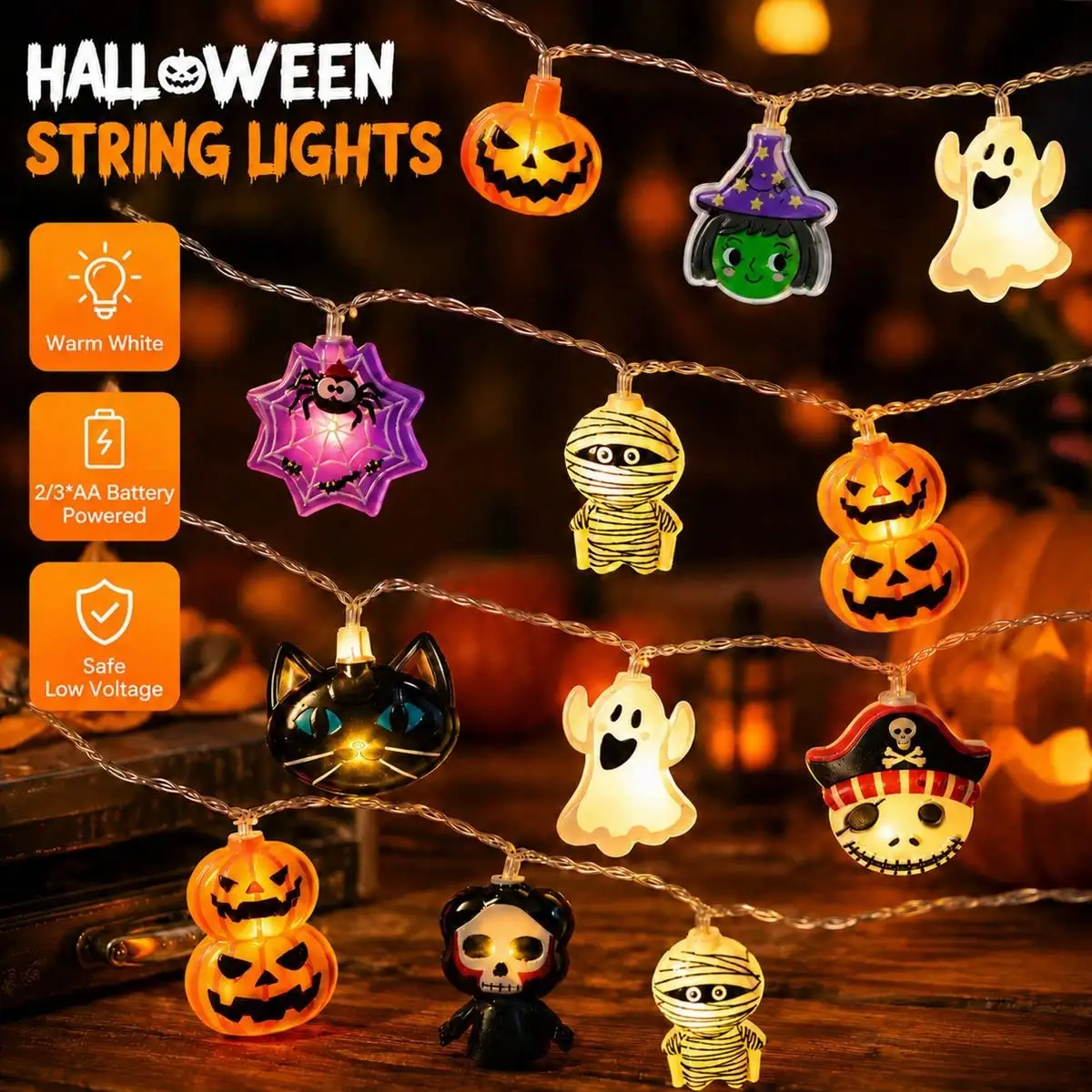 1.5m 할로윈 LED 전구 스트링 조명, 10개의 L - Halloween Pumpkin Decor Led 리뷰 및 가격