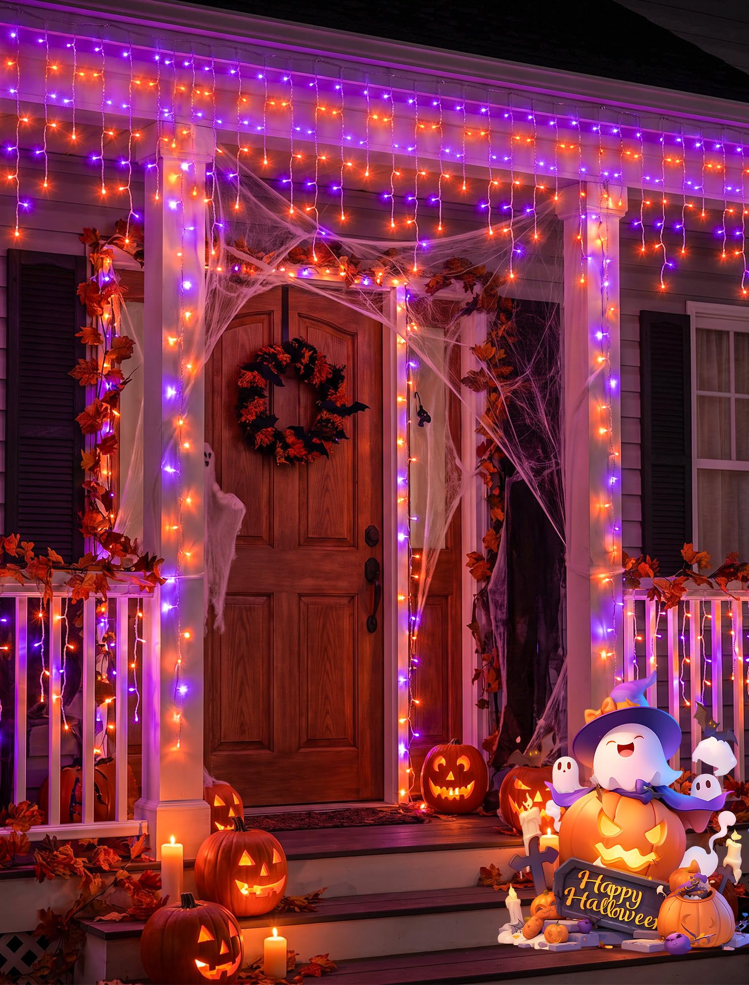 할로윈 아이시클 조명 야외용, 300개 LED 보라색  - Halloween Led String Lights Orange 리뷰 및 가격