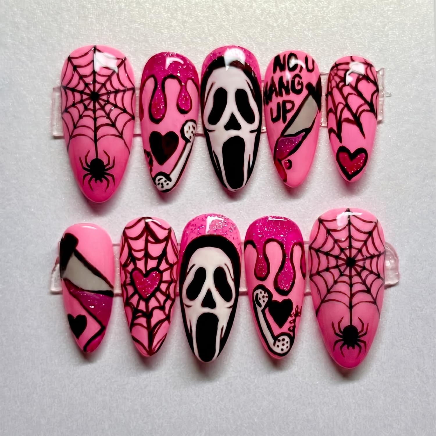 할로윈 스타일의 붙이는 손톱, 반짝이는 할로윈 가짜 손 - Spider Web Halloween Decoration 리뷰 및 가격