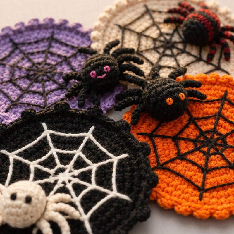 10cm 할로윈 거미줄 모양 컵 받침, 손뜨개 커피/차 - Spider Web Halloween Decoration 리뷰 및 가격