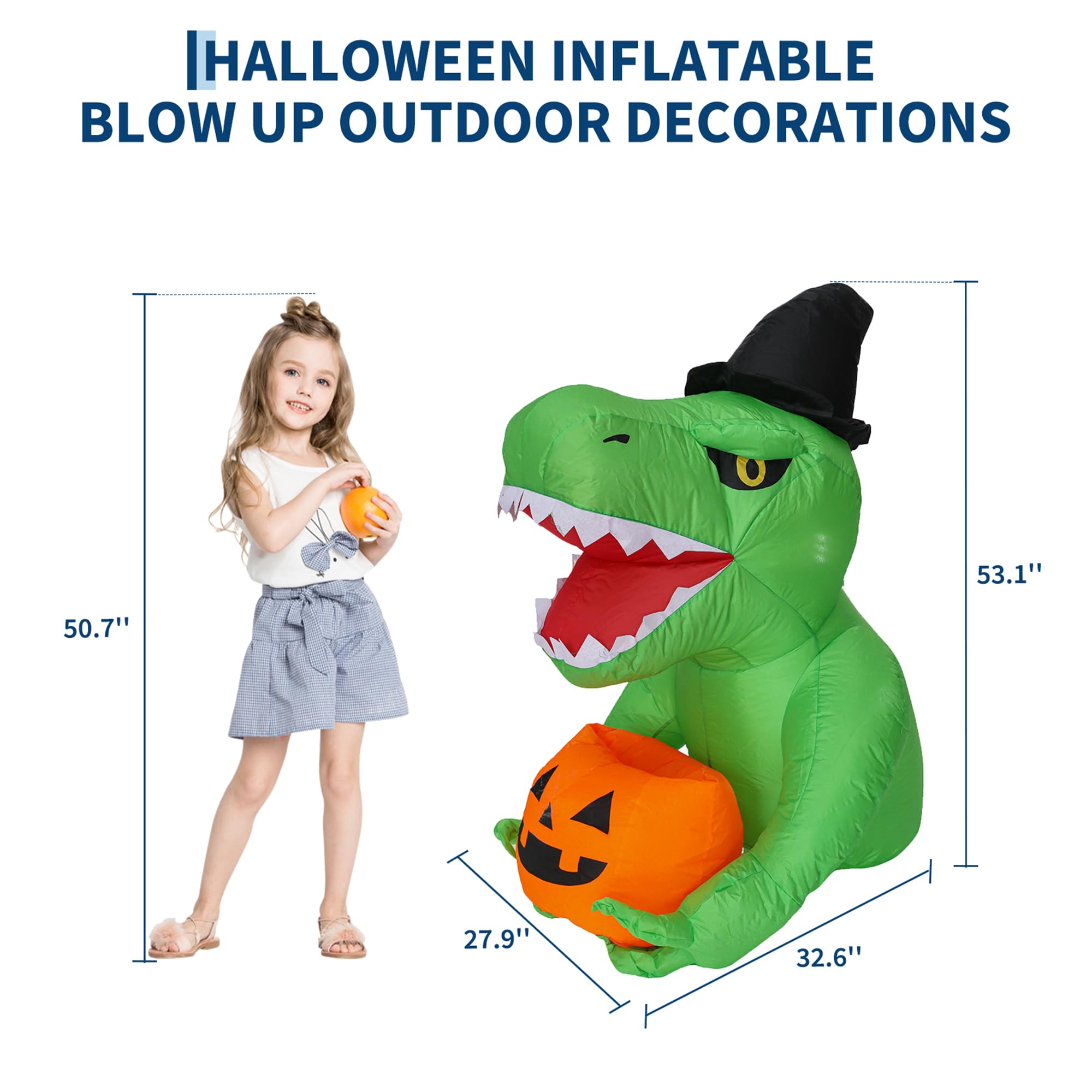 4.5피트 크기의 할로윈 테마 공기 주입식 공룡 장식, - Halloween Pumpkin Decor Led 리뷰 및 가격