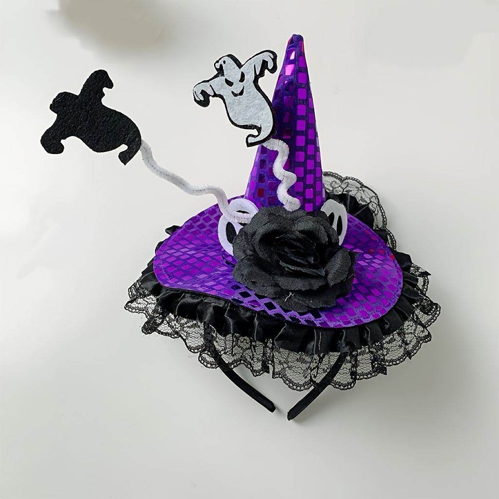 3pcs/1pc 할로윈 마녀 뾰족한 모자 머리띠, 검은 - Spider Web Halloween Decoration 리뷰 및 가격