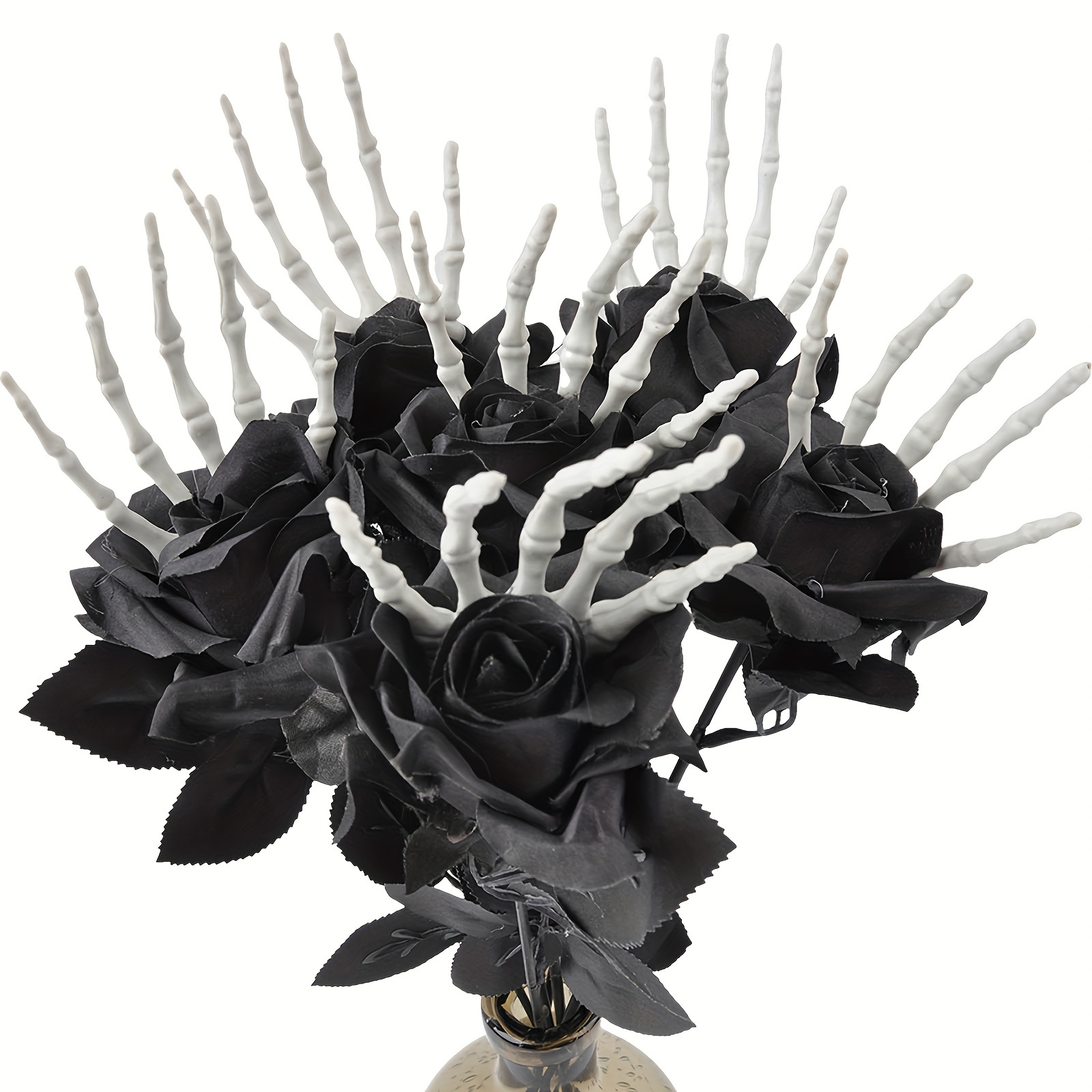 플라스틱 블랙 인공 장미 해골 손 및 유칼립투스 잎 할 - Halloween Skeleton Decoration 리뷰 및 가격